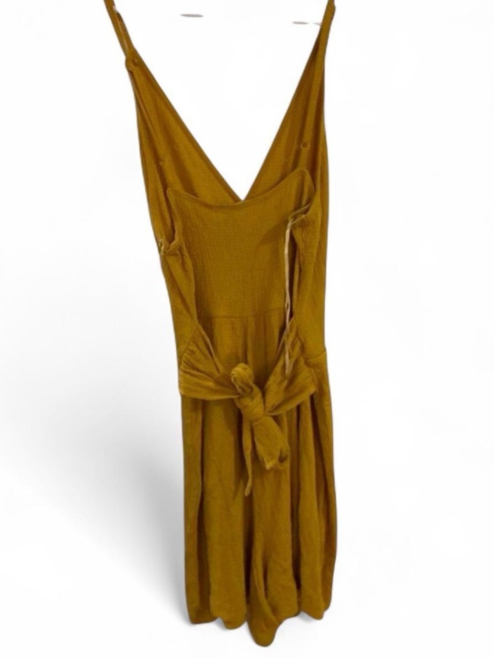 Love Tree Mustard Strapless Tie-Waist Slip Dress